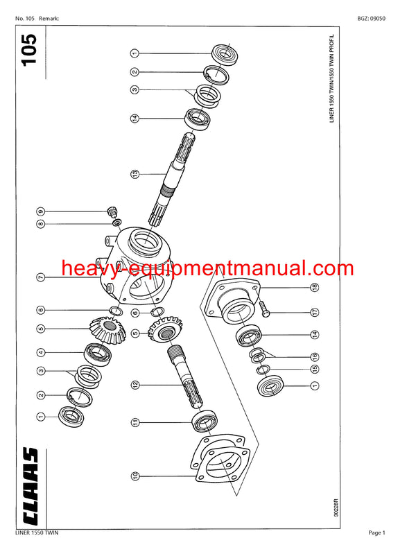PDF Claas 1550 Liner Twin Swather Parts Manual