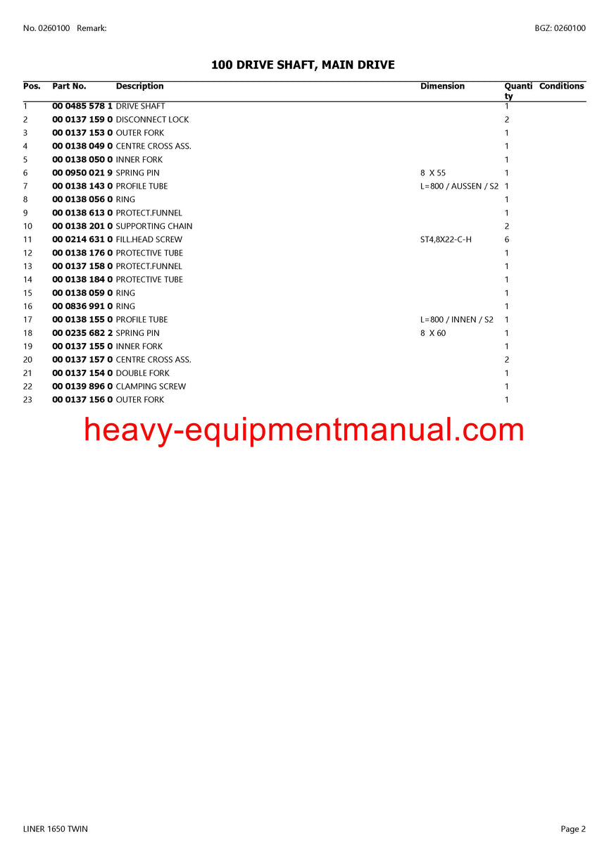 PDF Claas 1650 Liner Twin Swather Parts Manual