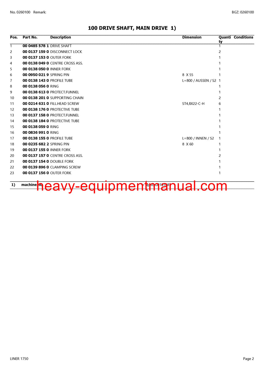 PDF Claas 1750 Liner Swather Parts Manual