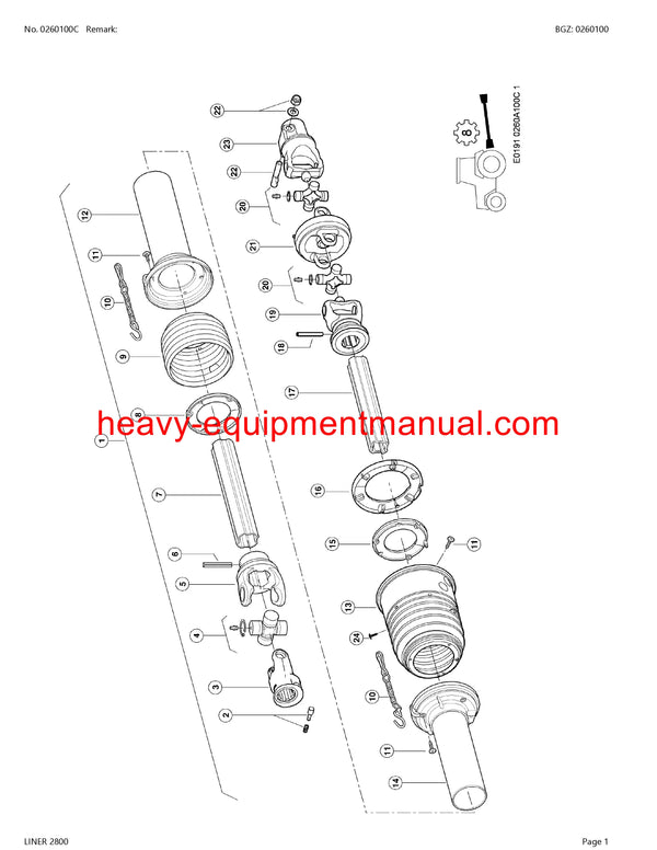 CLAAS LINER 2800 SWATHER PARTS CATALOG MANUAL SN 98701001-98709999