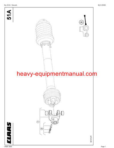 CLAAS LINER 3000 SWATHER PARTS CATALOG MANUAL SN 60501001-60599999