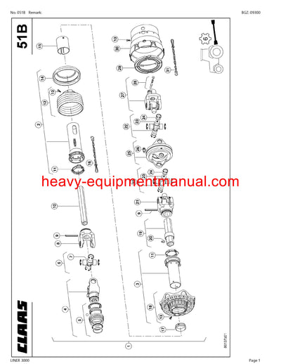 CLAAS LINER 3000 SWATHER PARTS CATALOG MANUAL SN 60501001-60599999