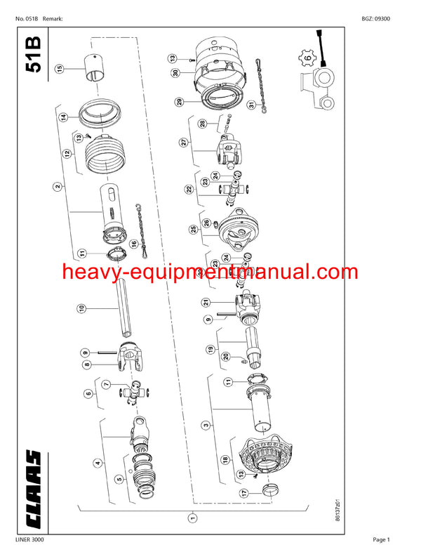 CLAAS LINER 3000 SWATHER PARTS CATALOG MANUAL SN 60501001-60599999