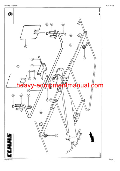 CLAAS LINER 330 S SWATHER PARTS CATALOG MANUAL SN 37001001-37099999