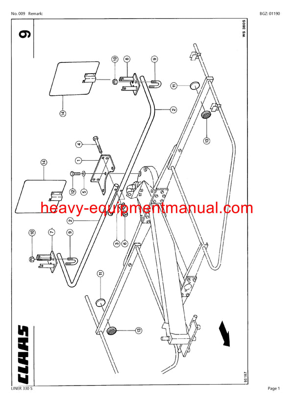 CLAAS LINER 330 S SWATHER PARTS CATALOG MANUAL SN 37001001-37099999