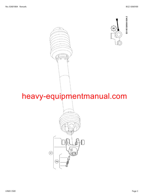 CLAAS LINER 3500 SWATHER PARTS CATALOG MANUAL SN G0401001-G0409999