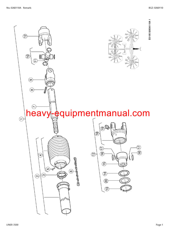 CLAAS LINER 3500 SWATHER PARTS CATALOG MANUAL SN G0401001-G0409999