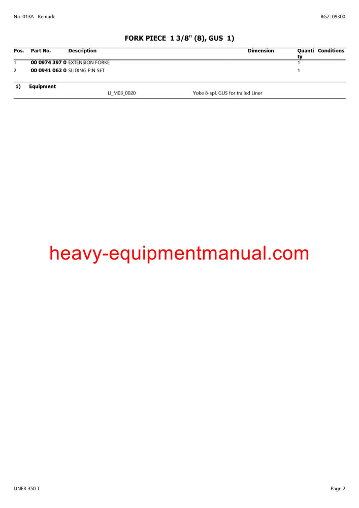 PDF Claas 350 T Liner Swather Parts Manual