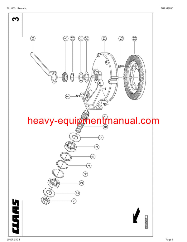 PDF Claas 350 T Liner Swather Parts Manual