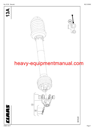 CLAAS LINER 350 T SWATHER PARTS CATALOG MANUAL SN 60103921-60199999