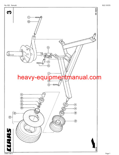 CLAAS LINER 380 S SWATHER PARTS CATALOG MANUAL SN 30901001-30999999