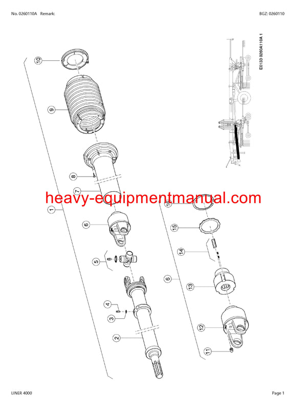 CLAAS LINER 4000 SWATHER PARTS CATALOG MANUAL SN G0501001-G0599999
