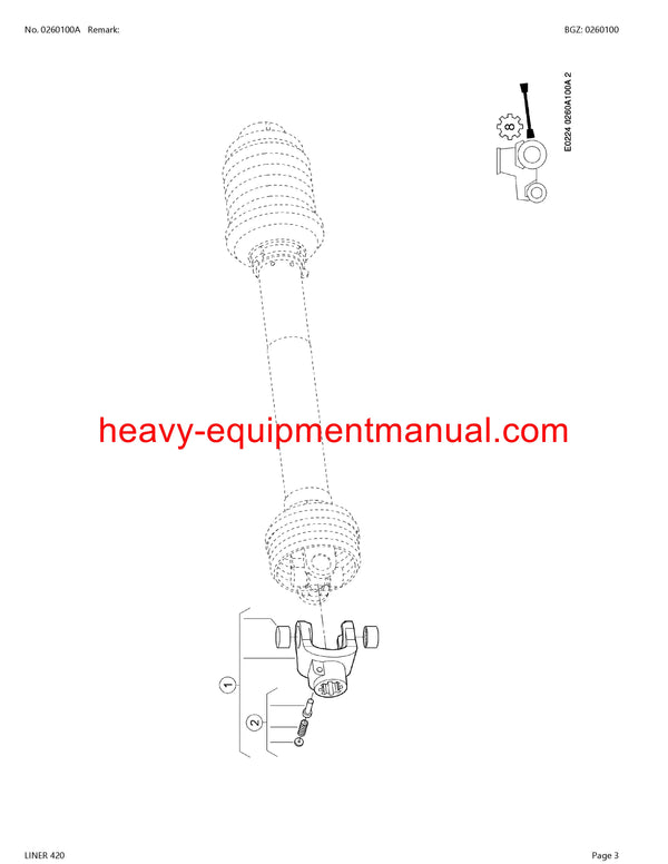 CLAAS LINER 420 SWATHER PARTS CATALOG MANUAL SN G11011001-G1109999