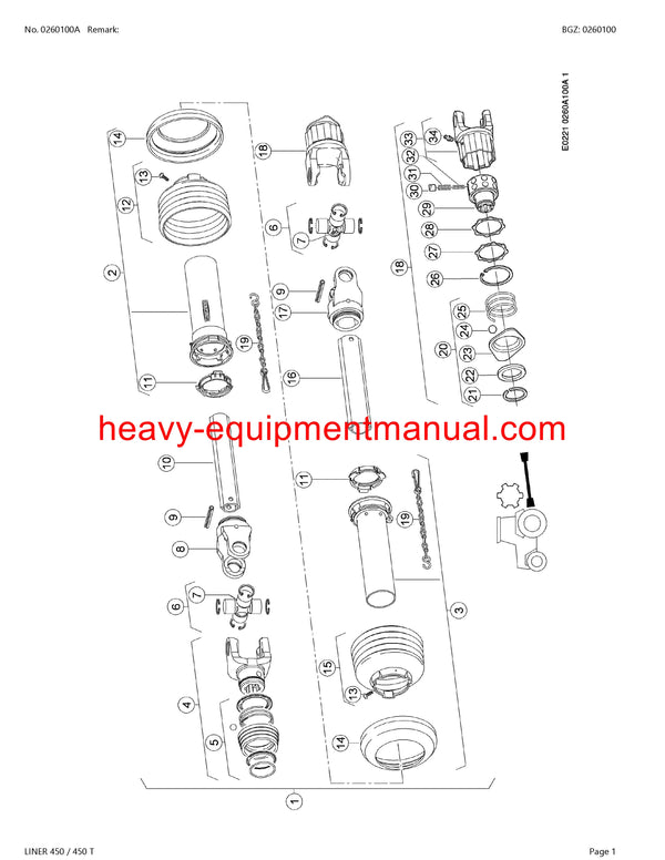 CLAAS LINER 450 450T SWATHER PARTS CATALOG MANUAL SN G1201001-G1209999