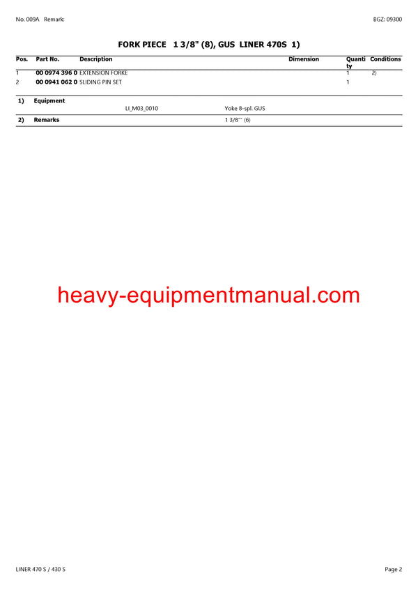 CLAAS LINER 470S 430S SWATHER PARTS CATALOG MANUAL SN 39201001-39299999