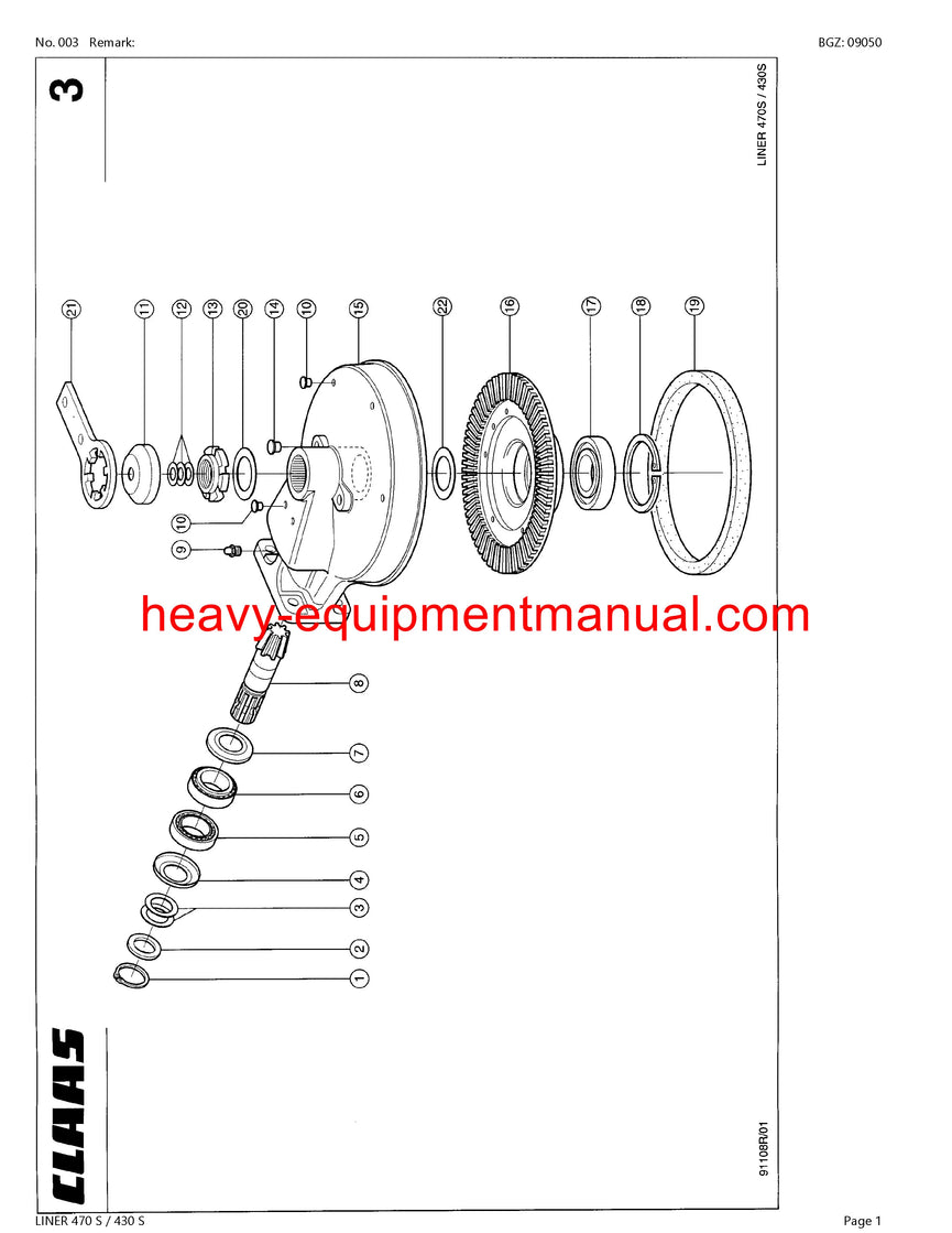 PDF Claas 470S 430S Liner Swather Parts Manual