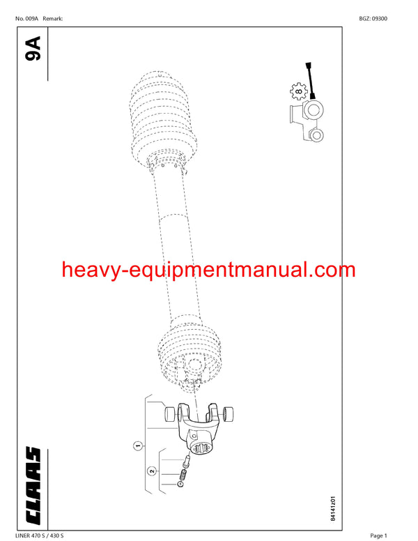 CLAAS LINER 470S 430S SWATHER PARTS CATALOG MANUAL SN 39201001-39299999