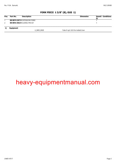 CLAAS LINER 470 T SWATHER PARTS CATALOG MANUAL SN 60203141-60299999