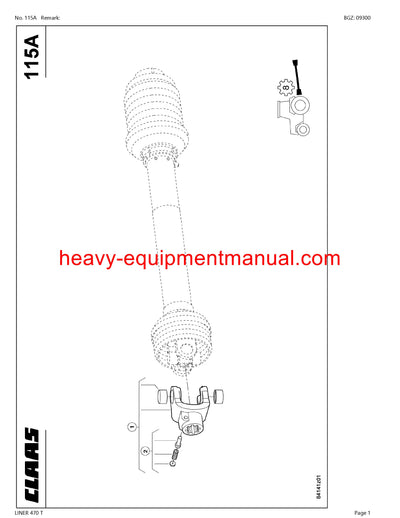 CLAAS LINER 470 T SWATHER PARTS CATALOG MANUAL SN 60203141-60299999