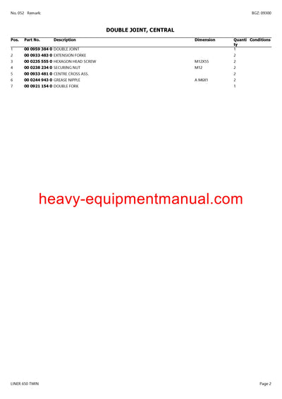 PDF Claas 650 Liner Twin Swather Parts Manual