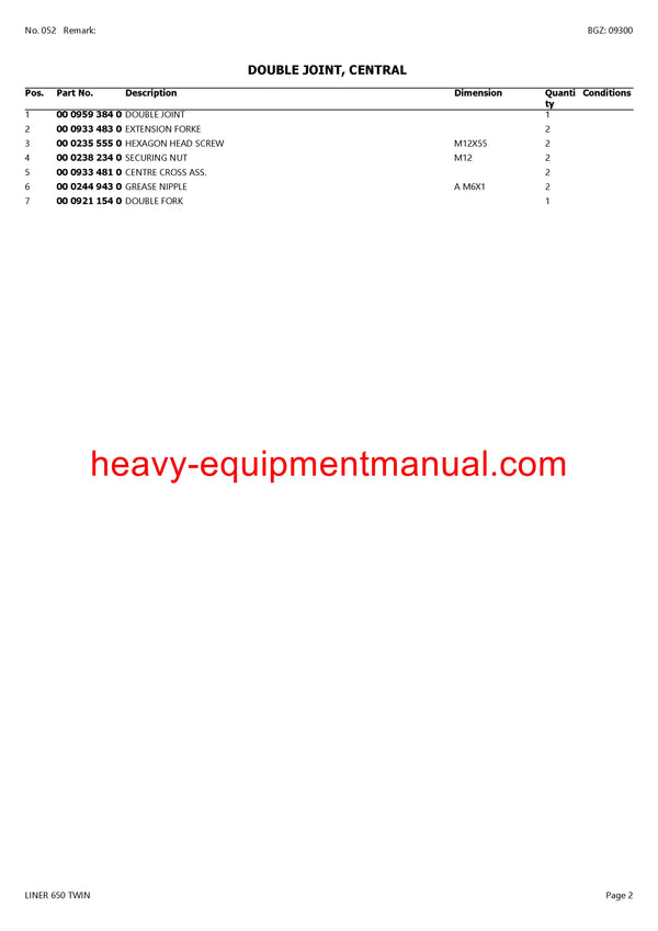 PDF Claas 650 Liner Twin Swather Parts Manual