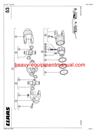 PDF Claas 650 Liner Twin Swather Parts Manual