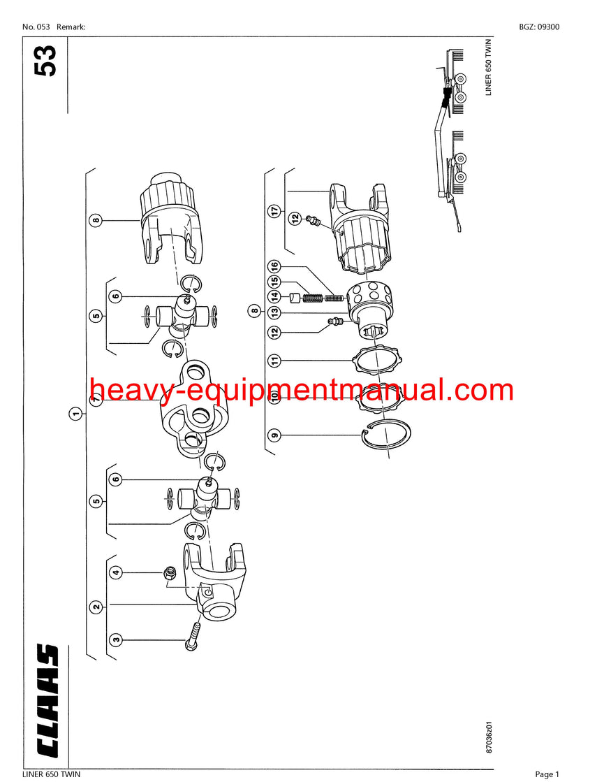 PDF Claas 650 Liner Twin Swather Parts Manual