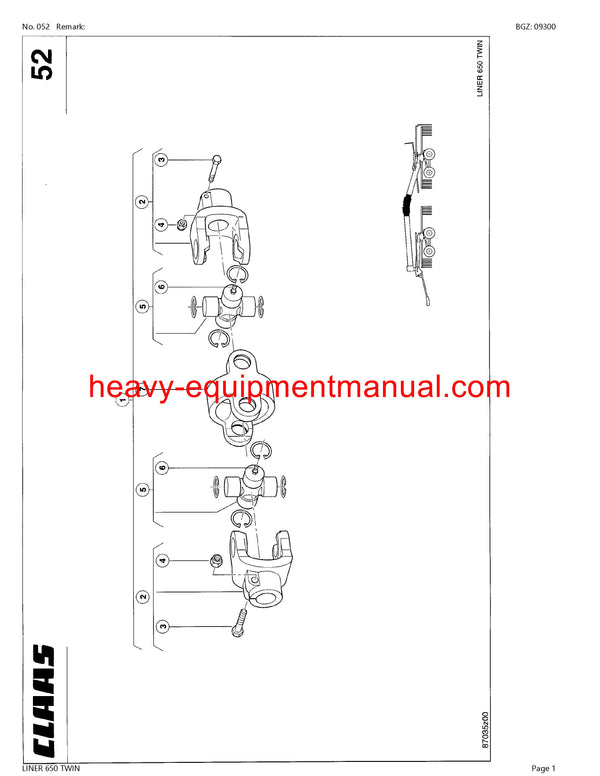 PDF Claas 650 Liner Twin Swather Parts Manual