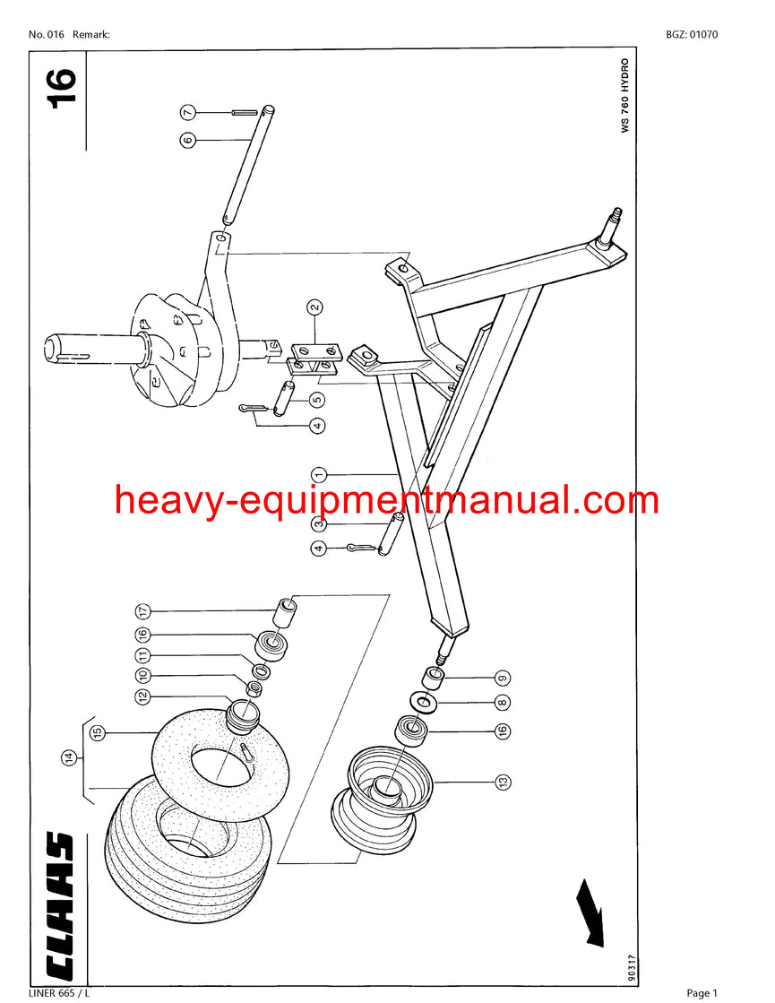 PDF Claas 665L Liner Swather Parts Manual