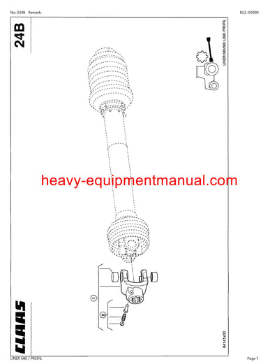 CLAAS LINER 680 PROFIL SWATHER PARTS CATALOG MANUAL SN 60301194-60399999
