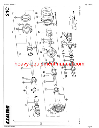 CLAAS LINER 680 PROFIL SWATHER PARTS CATALOG MANUAL SN 60301194-60399999