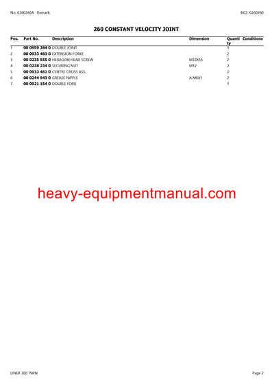 PDF Claas 700 Liner Twin Swather Parts Manual