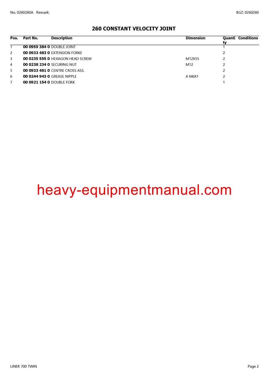 PDF Claas 700 Liner Twin Swather Parts Manual