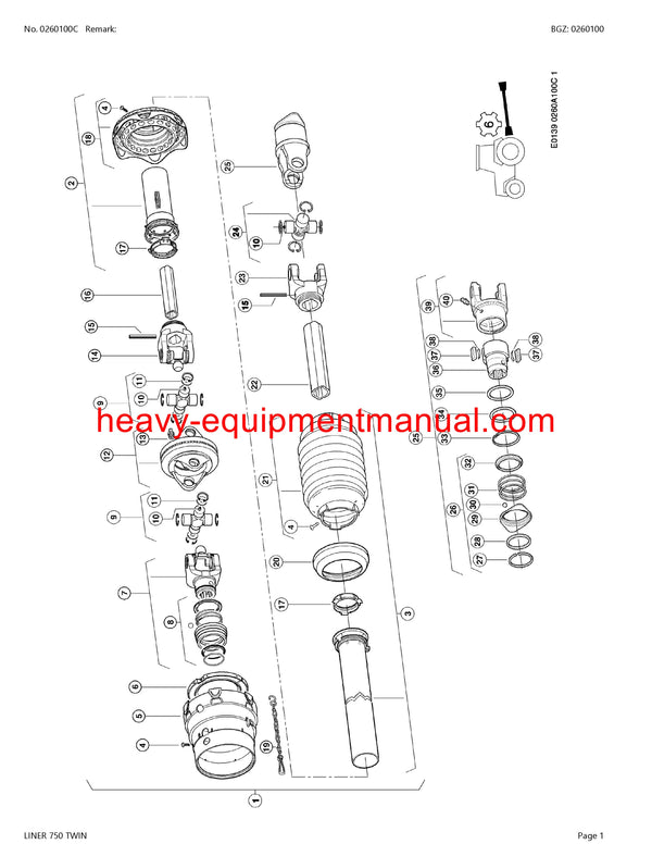 CLAAS LINER 750 TWIN SWATHER PARTS CATALOG MANUAL SN 60901001-60909999