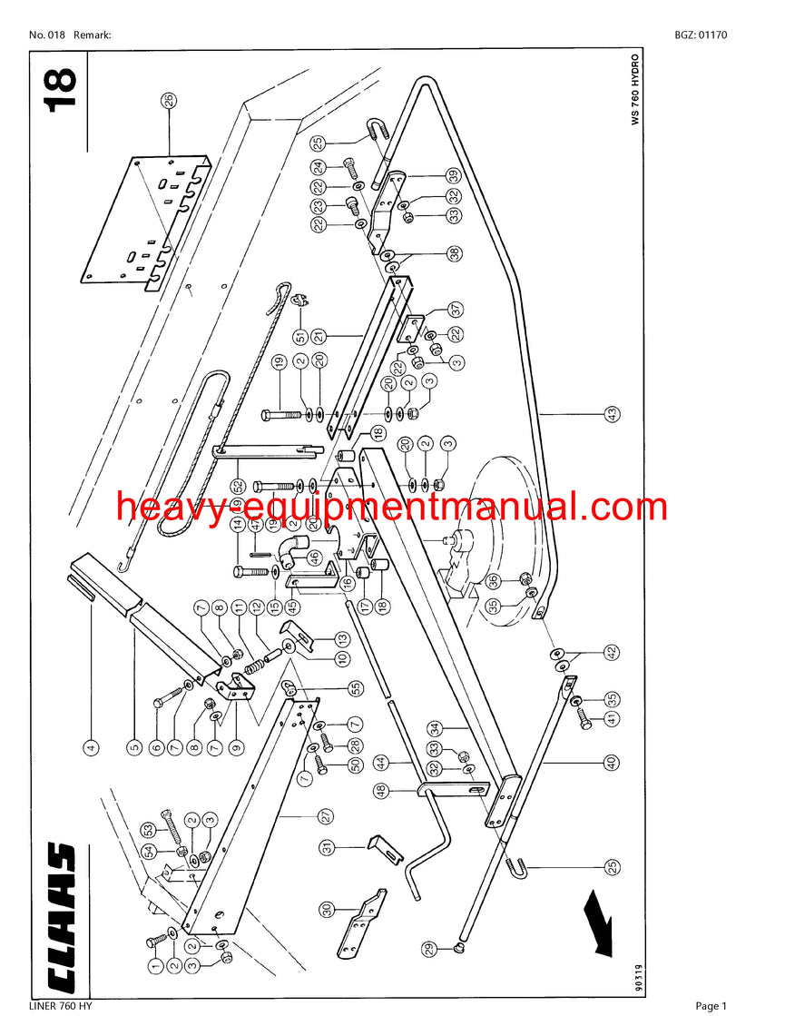 PDF Claas 760 HY Liner Swather Parts Manual