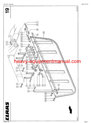 PDF Claas 770 Liner Swather Parts Manual