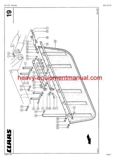 CLAAS LINER 770 SWATHER PARTS CATALOG MANUAL SN 39701001-39799999