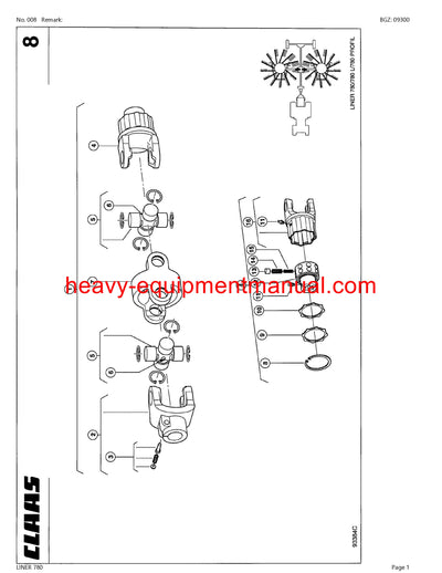 PDF Claas 780 Liner Swather Parts Manual