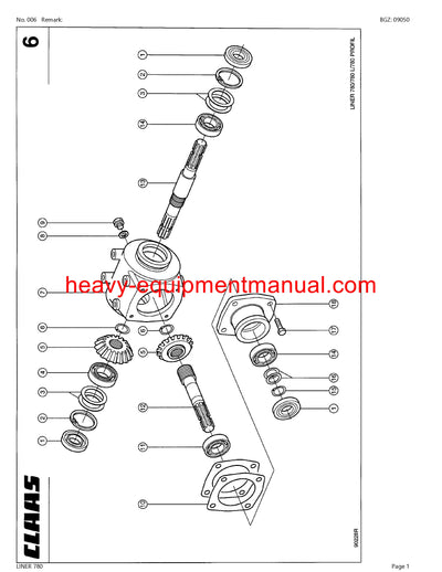 PDF Claas 780 Liner Swather Parts Manual