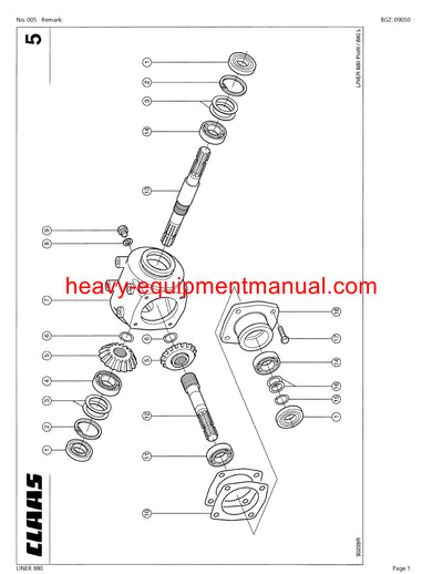 PDF Claas 880 Liner Swather Parts Manual