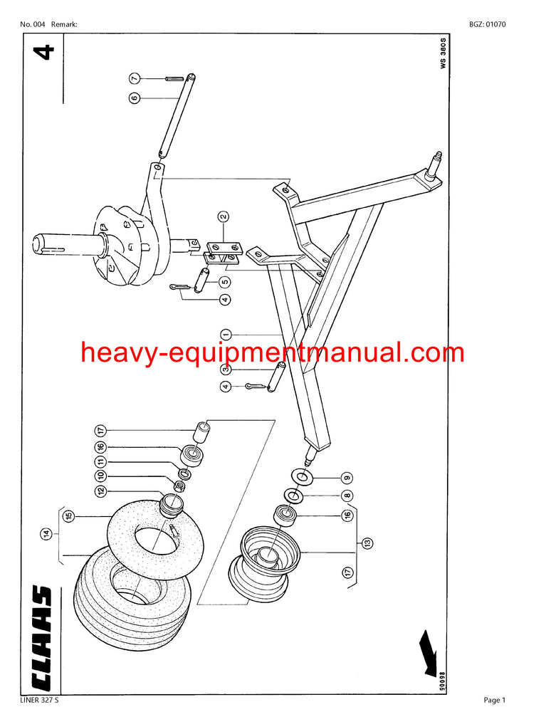 PDF Claas 327 S Liner Swather Parts Manual