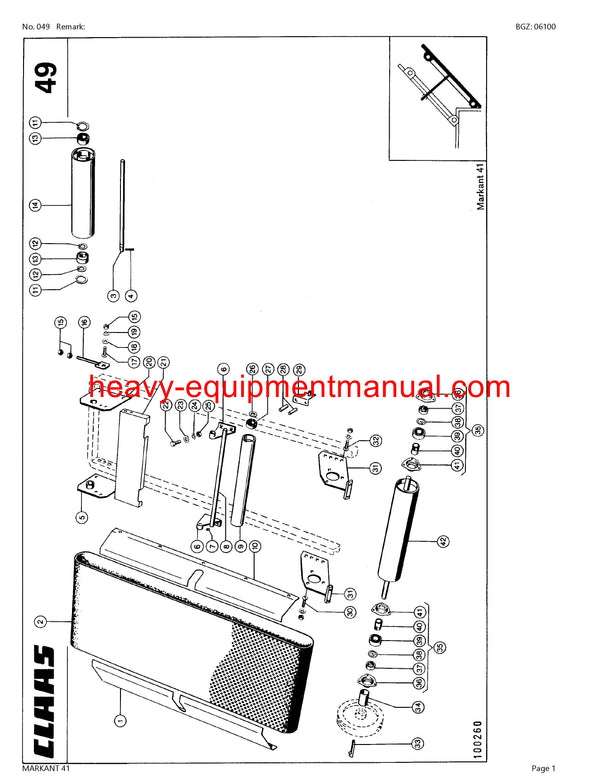 CLAAS MARKANT 41 BALER PARTS CATALOG MANUAL SN 01500011-01599999
