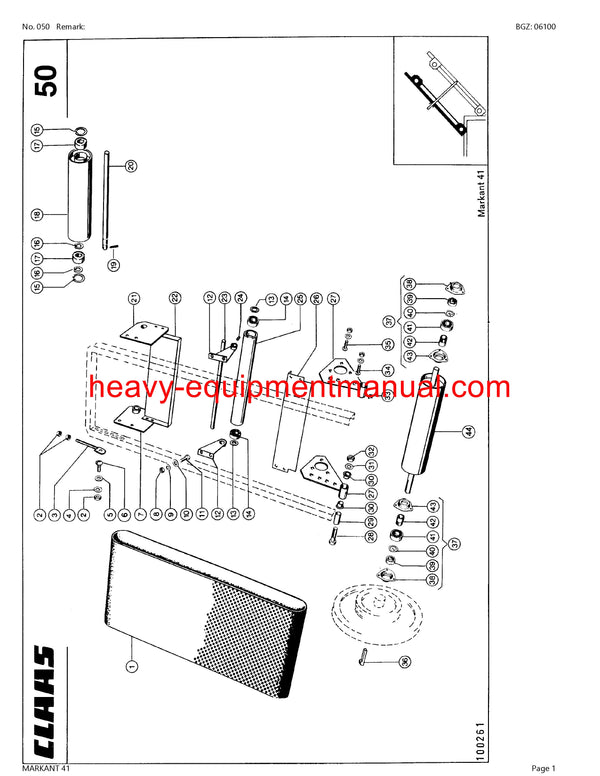 CLAAS MARKANT 41 BALER PARTS CATALOG MANUAL SN 01500011-01599999