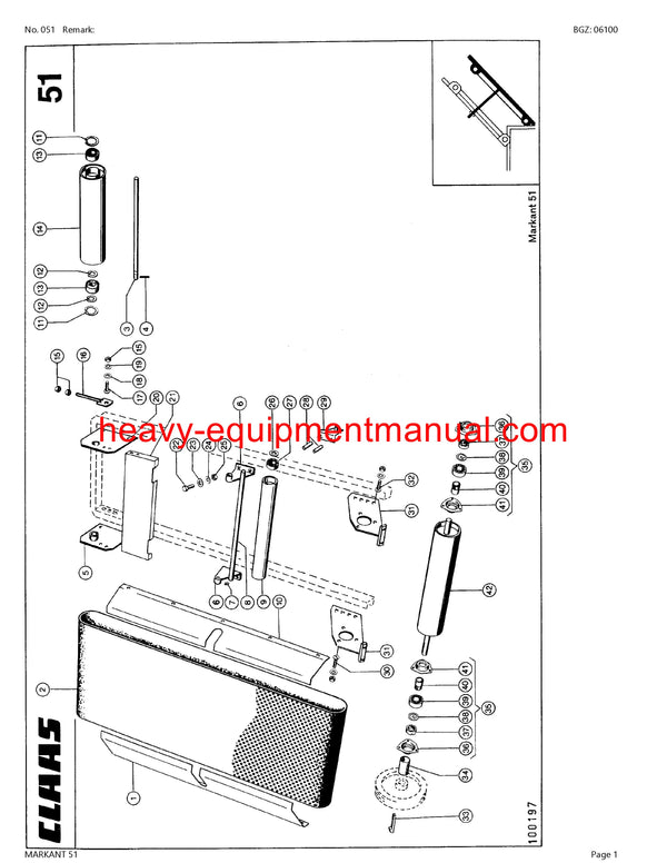 CLAAS MARKANT 51 BALER PARTS CATALOG MANUAL SN 01800011-01899999