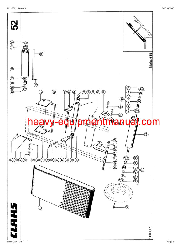 CLAAS MARKANT 51 BALER PARTS CATALOG MANUAL SN 01800011-01899999