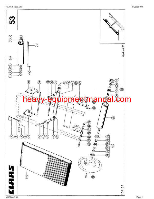 CLAAS MARKANT 55 BALER PARTS CATALOG MANUAL SN 02800009-02899999