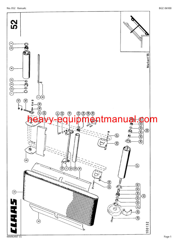 CLAAS MARKANT 55 BALER PARTS CATALOG MANUAL SN 02800009-02899999