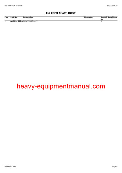 PDF Claas 650 Markant Baler Parts Manual
