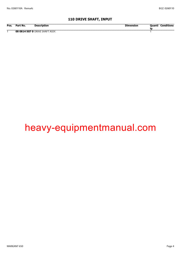 CLAAS MARKANT 650 BALER PARTS CATALOG MANUAL SN 776000011-77699999