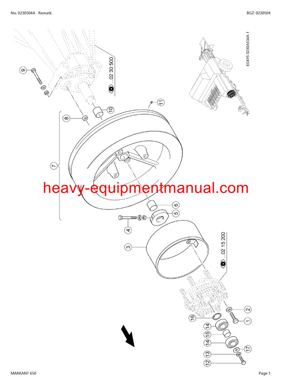 CLAAS MARKANT 650 BALER PARTS CATALOG MANUAL SN 776000011-77699999